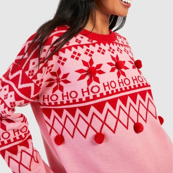 Ho Ho Ho Pom Pom Christmas Sweater - Picture 4 of 7